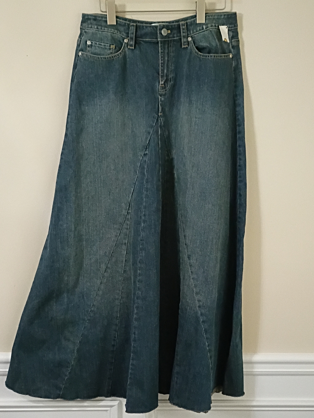Talbots Dark Blue Denim Flare Maxi Skirt